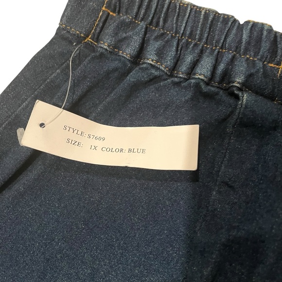 Sandro Sportswear Hi-Rise Wide Leg Cropped Jeans Mock Cuff Grommet Hem, Sz 1X - Picture 13 of 15